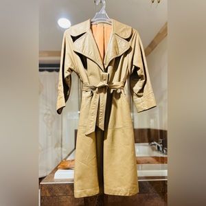 Leather Trench Coat - Tan size 10